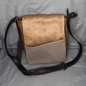 Soruka, Leather Flap Crossbody Bag, Brown, EUC
